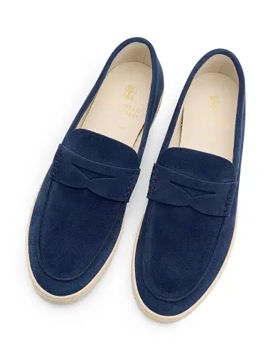 Brunello Cucinelli Men's Suede Penny Loafers | Thumbnail 4