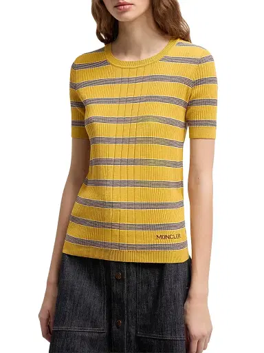 Moncler Women's T-Shirt in Cotton - Yellow - Size Medium | Thumbnail 2