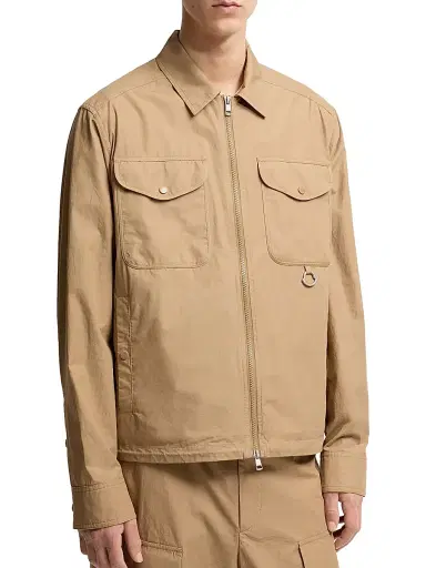 Moncler Men's Zip-Up Shirt in Cotton Poplin - Beige - Size XXL | Thumbnail 2