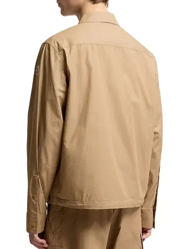 Moncler Men's Zip-Up Shirt in Cotton Poplin - Beige - Size XXL | Thumbnail 3