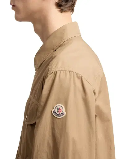 Moncler Men's Zip-Up Shirt in Cotton Poplin - Beige - Size XXL | Thumbnail 4