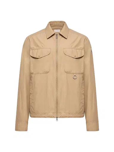 Moncler Men's Zip-Up Shirt in Cotton Poplin - Beige - Size XXL | Thumbnail 1