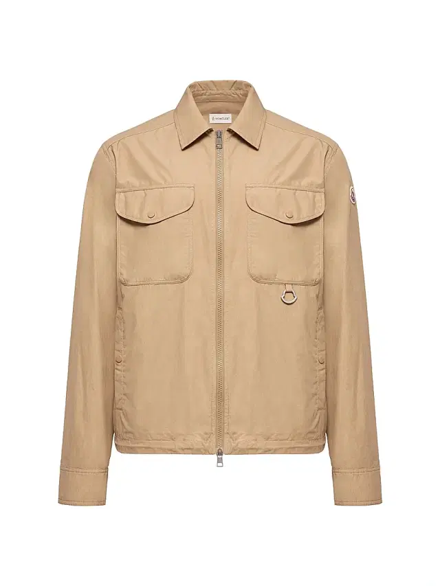 Moncler Men's Zip-Up Shirt in Cotton Poplin - Beige