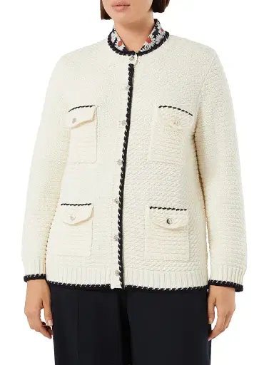 Marina Rinaldi Women's Cotton Cardigan - Ivory - Size Medium | Thumbnail 3