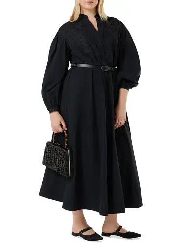 Marina Rinaldi Women's Organic Cotton Poplin Dress - Black - Size 16 | Thumbnail 2