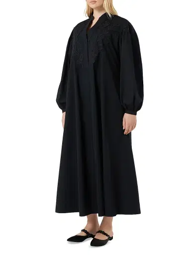 Marina Rinaldi Women's Organic Cotton Poplin Dress - Black - Size 16 | Thumbnail 3