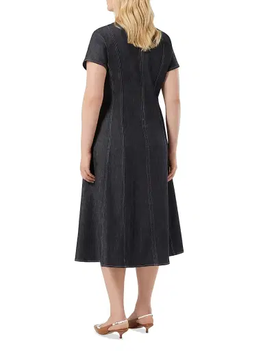 Marina Rinaldi Women's Denim Look Cotton Dress - Navy - Size 16 | Thumbnail 4