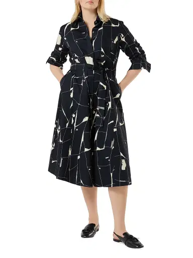 Marina Rinaldi Women's Cotton Poplin Dress - Midnight Blue - Size 14 | Thumbnail 2