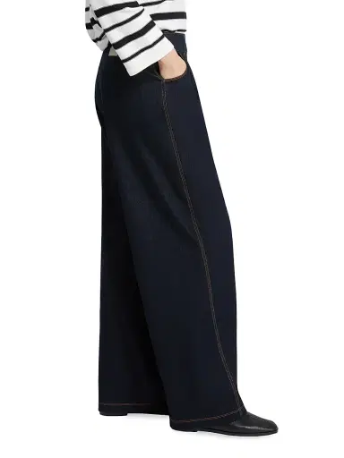 MM Max Mara Women's Straight Fit Denim Look Trousers - Midnightblue - Size XL | Thumbnail 3