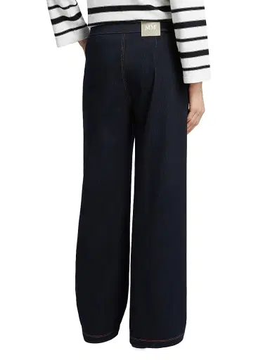 MM Max Mara Women's Straight Fit Denim Look Trousers - Midnightblue - Size XL | Thumbnail 4