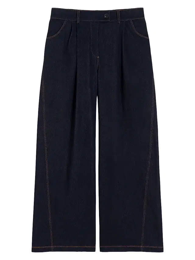Women's Straight Fit Denim Look Trousers - Midnightblue