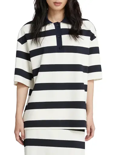 MM Max Mara Women's Viscose Knit Polo Shirt - Ultramarine - Size Large | Thumbnail 3