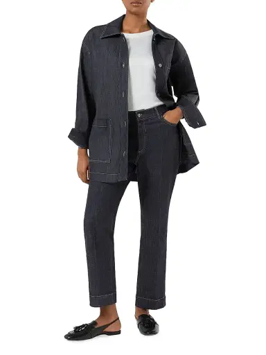 Marina Rinaldi Women's Flared Stretch Cotton Trousers - Midnight Blue - Size 16 | Thumbnail 2