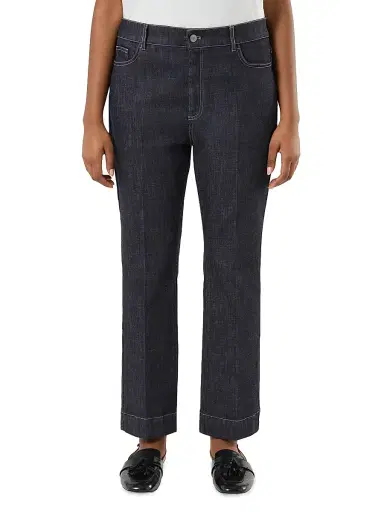 Marina Rinaldi Women's Flared Stretch Cotton Trousers - Midnight Blue - Size 16 | Thumbnail 3