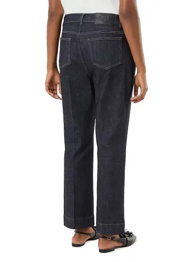 Marina Rinaldi Women's Flared Stretch Cotton Trousers - Midnight Blue - Size 16 | Thumbnail 4