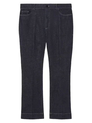 Marina Rinaldi Women's Flared Stretch Cotton Trousers - Midnight Blue - Size 16 | Thumbnail 1