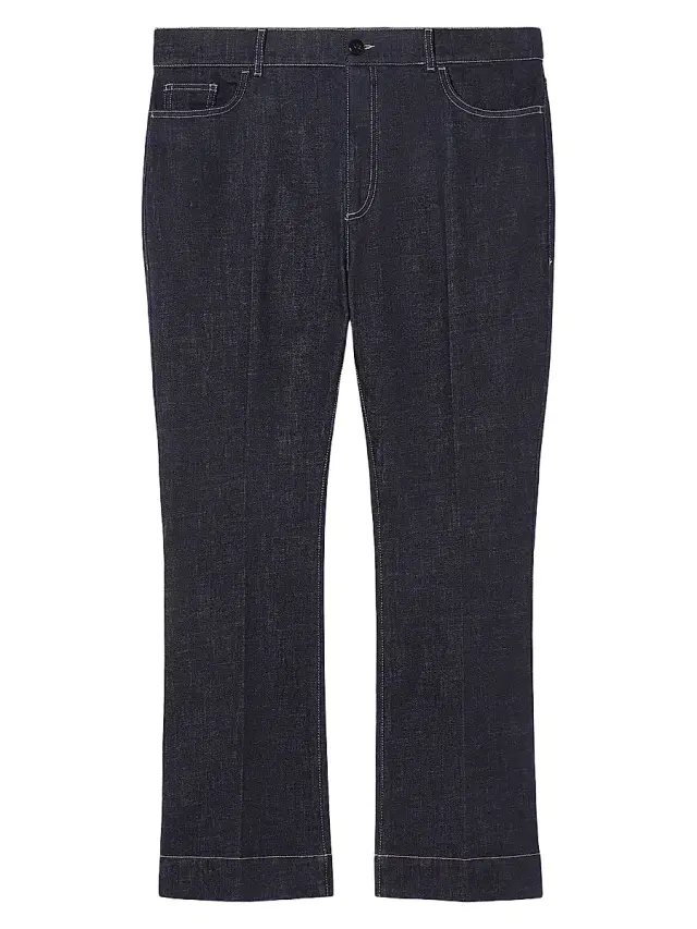 Marina Rinaldi Women's Flared Stretch Cotton Trousers - Midnight Blue