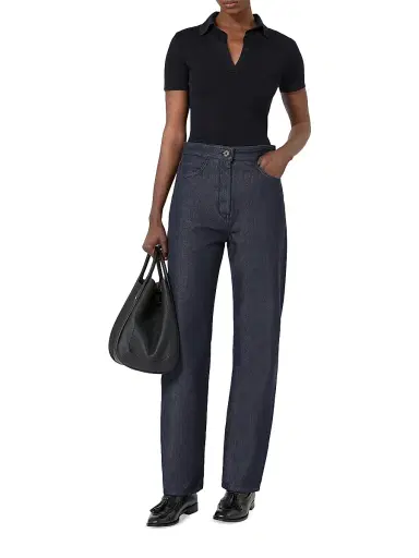 Max Mara Women's Rib Knit Wool Polo Shirt - Ultramarine - Size XL | Thumbnail 2