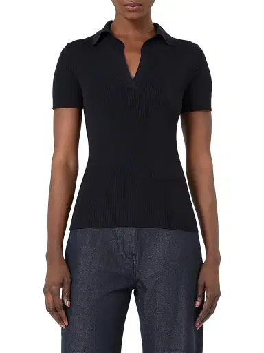 Max Mara Women's Rib Knit Wool Polo Shirt - Ultramarine - Size XL | Thumbnail 3