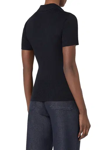 Max Mara Women's Rib Knit Wool Polo Shirt - Ultramarine - Size XL | Thumbnail 4