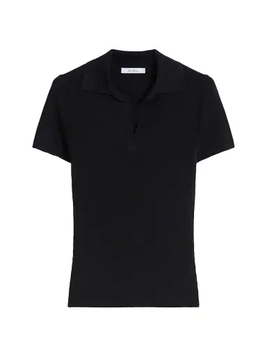 Max Mara Women's Rib Knit Wool Polo Shirt - Ultramarine - Size XL | Thumbnail 1