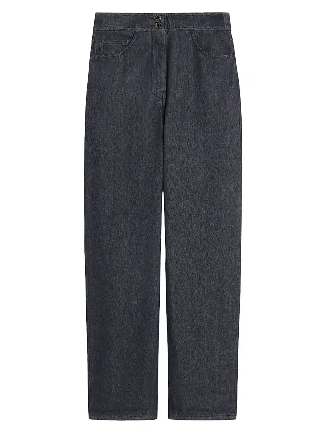 Women's Denim Look Cotton Trousers - Midnightblue