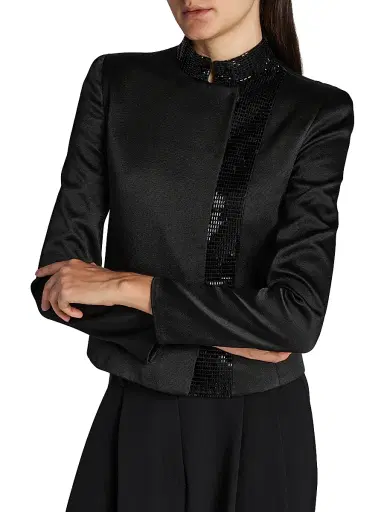 Giorgio Armani Women's Embellished Satin Jacket | Thumbnail 6