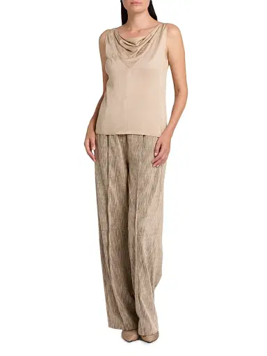 Giorgio Armani Women's Draped Jersey Cowlneck Top - Solid Medium Beige | Thumbnail 2 Giorgio Armani Women's Draped Jersey Cowlneck Top - Solid Medium Beige | Thumbnail 2