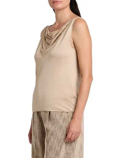 Giorgio Armani Women's Draped Jersey Cowlneck Top - Solid Medium Beige | Thumbnail 3 Giorgio Armani Women's Draped Jersey Cowlneck Top - Solid Medium Beige | Thumbnail 3