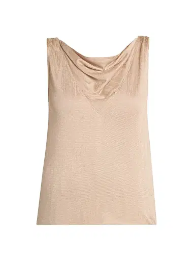 Giorgio Armani Women's Draped Jersey Cowlneck Top - Solid Medium Beige | Thumbnail 1 Giorgio Armani Women's Draped Jersey Cowlneck Top - Solid Medium Beige | Thumbnail 1