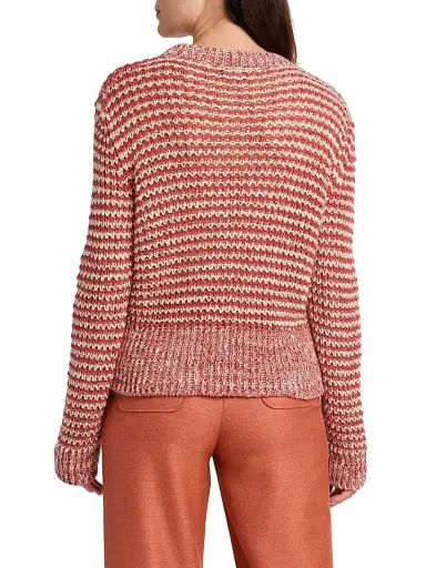 Giorgio Armani Women's Striped Linen-Blend Sweater - Off White | Thumbnail 5 Giorgio Armani Women's Striped Linen-Blend Sweater - Off White | Thumbnail 5