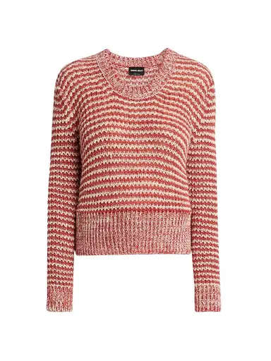 Giorgio Armani Women's Striped Linen-Blend Sweater - Off White | Thumbnail 1 Giorgio Armani Women's Striped Linen-Blend Sweater - Off White | Thumbnail 1