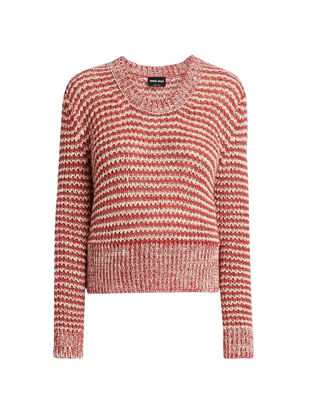 Giorgio Armani Women's Striped Linen-Blend Sweater - Off White