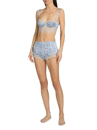 Dolce & Gabbana Women's Roselline Rose Print Silk-Blend Balconette Bra - Roselline Celeste - Size Large | Thumbnail 2 Dolce & Gabbana Women's Roselline Rose Print Silk-Blend Balconette Bra - Roselline Celeste - Size Large | Thumbnail 2