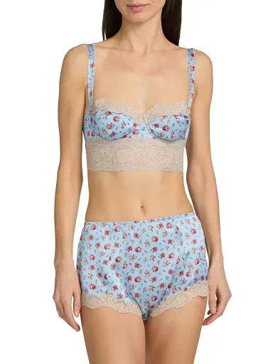Dolce & Gabbana Women's Roselline Rose Print Silk-Blend Balconette Bra - Roselline Celeste - Size Large | Thumbnail 3 Dolce & Gabbana Women's Roselline Rose Print Silk-Blend Balconette Bra - Roselline Celeste - Size Large | Thumbnail 3