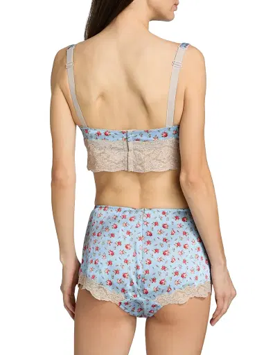 Dolce & Gabbana Women's Roselline Rose Print Silk-Blend Balconette Bra - Roselline Celeste - Size Large | Thumbnail 4 Dolce & Gabbana Women's Roselline Rose Print Silk-Blend Balconette Bra - Roselline Celeste - Size Large | Thumbnail 4