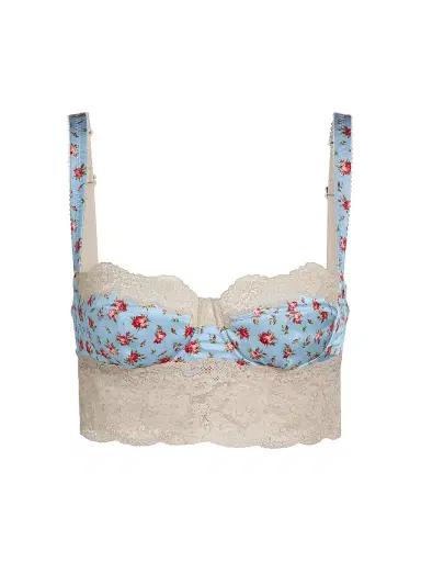 Dolce & Gabbana Women's Roselline Rose Print Silk-Blend Balconette Bra - Roselline Celeste - Size Large | Thumbnail 1 Dolce & Gabbana Women's Roselline Rose Print Silk-Blend Balconette Bra - Roselline Celeste - Size Large | Thumbnail 1