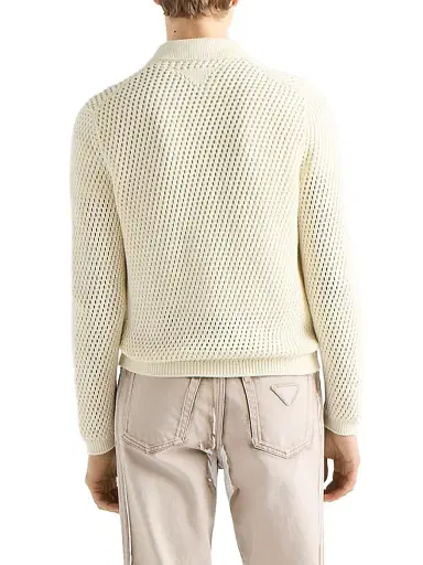 Prada Men's Linen and Cotton Cardigan - Beige Khaki - Size 44 | Thumbnail 3 Prada Men's Linen and Cotton Cardigan - Beige Khaki - Size 44 | Thumbnail 3