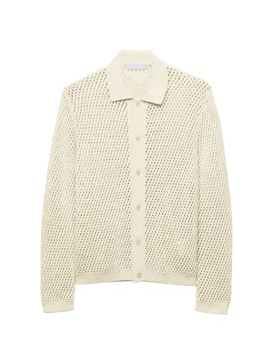 Prada Men's Linen and Cotton Cardigan - Beige Khaki - Size 44 | Thumbnail 1 Prada Men's Linen and Cotton Cardigan - Beige Khaki - Size 44 | Thumbnail 1
