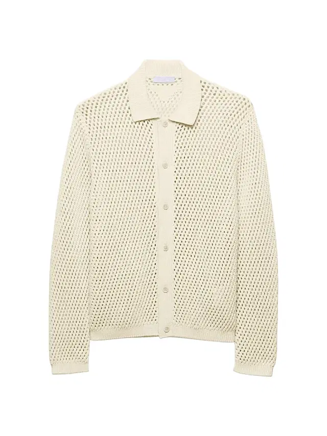 Prada Men's Linen and Cotton Cardigan - Beige Khaki