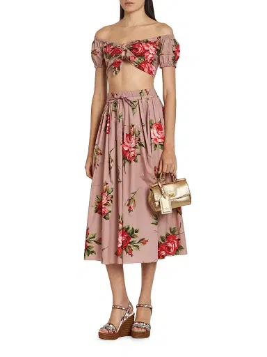 Dolce & Gabbana Women's Pleated Floral A-Line Midi-Skirt - Bouquet Rose F Rosa - Size 14 | Thumbnail 2 Dolce & Gabbana Women's Pleated Floral A-Line Midi-Skirt - Bouquet Rose F Rosa - Size 14 | Thumbnail 2