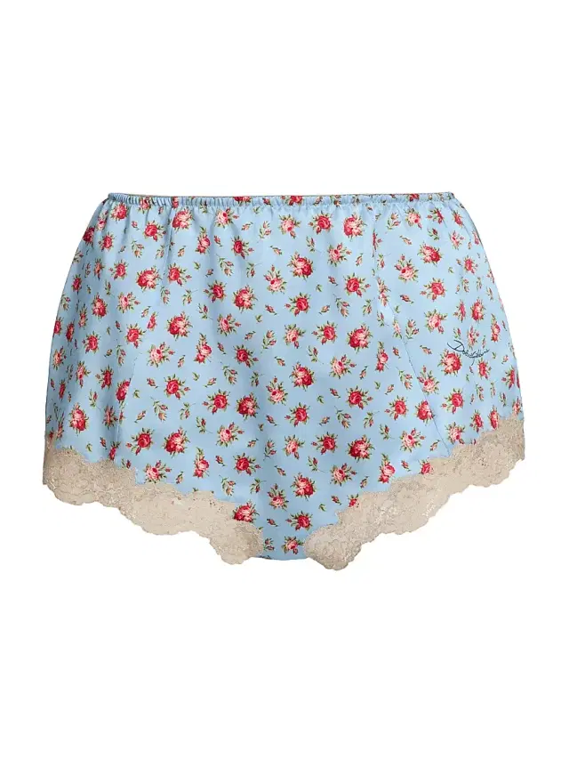 Women's Guaina Floral Silk-Blend Satin Briefs - Roselline Celeste Women's Guaina Floral Silk-Blend Satin Briefs - Roselline Celeste