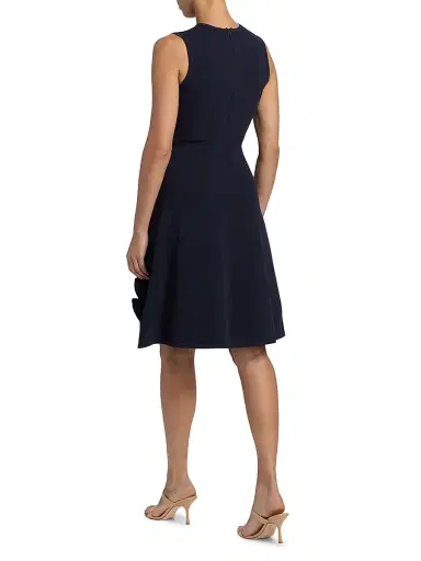 Lela Rose Women's Rose-Appliquéd Fit & Flare Minidress - Navy - Size XS | Thumbnail 5 Lela Rose Women's Rose-Appliquéd Fit & Flare Minidress - Navy - Size XS | Thumbnail 5