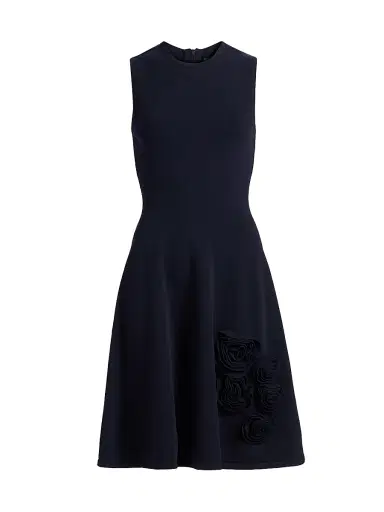 Lela Rose Women's Rose-Appliquéd Fit & Flare Minidress - Navy - Size XS | Thumbnail 1 Lela Rose Women's Rose-Appliquéd Fit & Flare Minidress - Navy - Size XS | Thumbnail 1