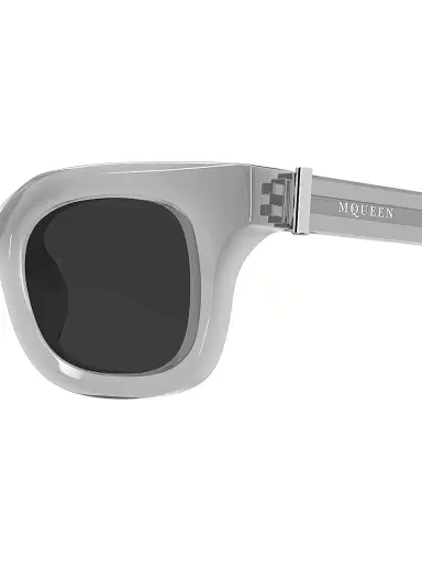 Alexander McQueen Men's Skull Hardware 46MM Square Sunglasses - Grey Black | Thumbnail 3