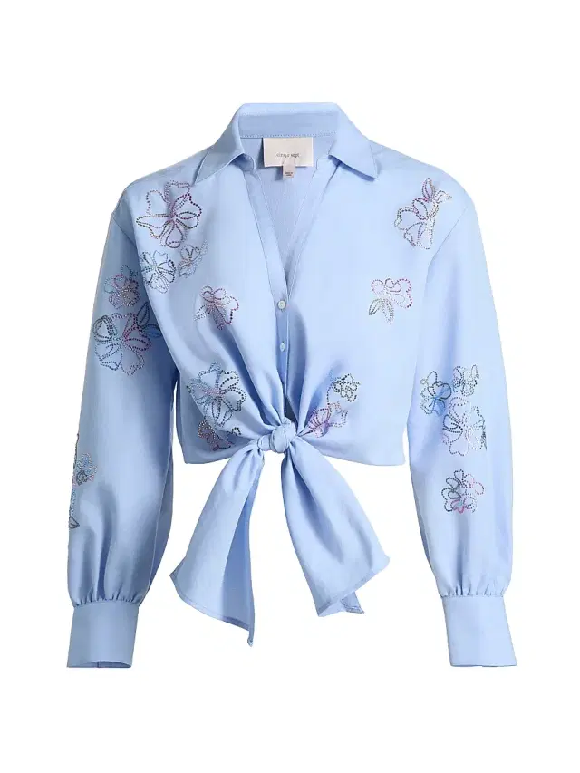 Women's Marianna Blooming Linework Top - Rain Cloud