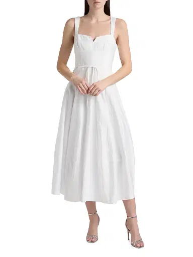 Cinq à Sept Women's Jerome Tie-Waist A-Line Midi-Dress - White - Size 16 | Thumbnail 2