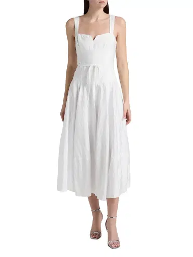Cinq à Sept Women's Jerome Tie-Waist A-Line Midi-Dress - White - Size 16 | Thumbnail 3