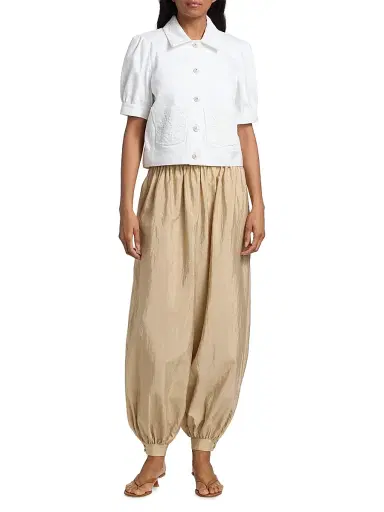Cinq à Sept Women's Verne Tumbled Woven Balloon Pants - Khaki - Size XL | Thumbnail 2 Cinq à Sept Women's Verne Tumbled Woven Balloon Pants - Khaki - Size XL | Thumbnail 2