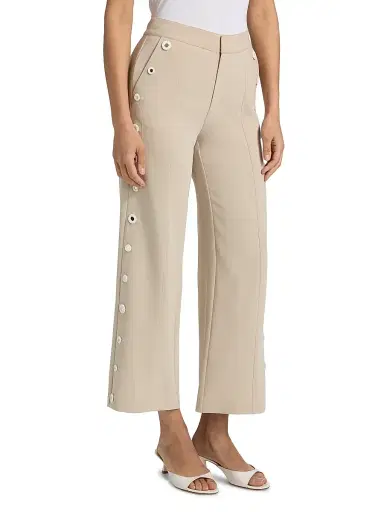 Cinq à Sept Women's Gilliana Crochet Mirrors Crop Pants - Khaki Ivory - Size 10 | Thumbnail 4